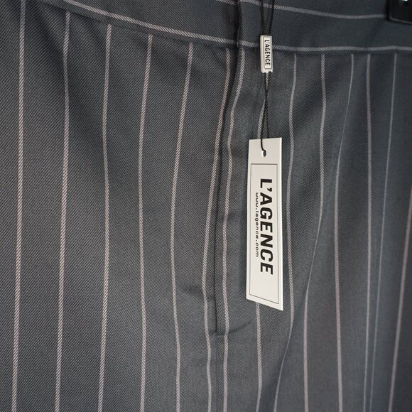 L’AGENCE Madonna Pinstripe Midi Pencil Skirt in Grey size 14 NWT - Picture 5 of 12